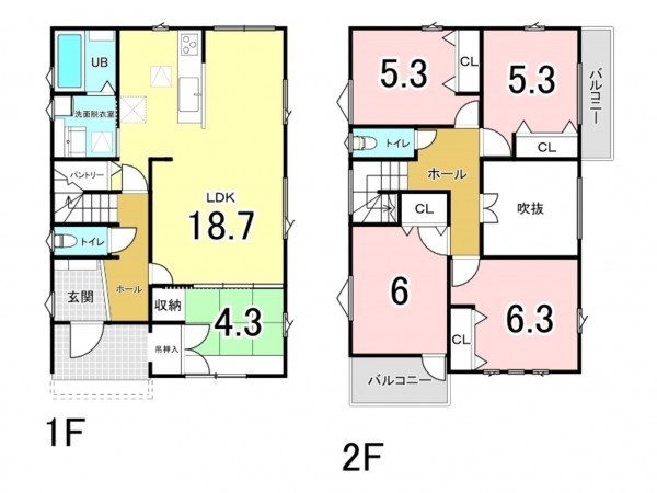 仙台市宮城野区安養寺、新築一戸建ての間取り画像です