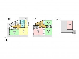 仙台市宮城野区小鶴、中古一戸建ての間取り画像です