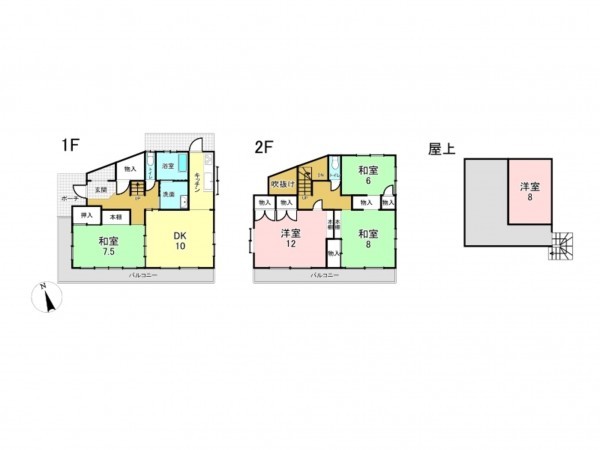 仙台市宮城野区小鶴、中古一戸建ての間取り画像です