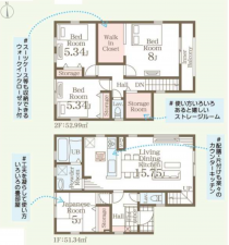 仙台市宮城野区福室、新築一戸建ての間取り画像です