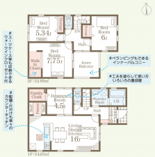 仙台市宮城野区福室、新築一戸建ての間取り画像です
