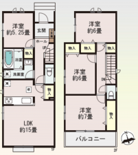 仙台市宮城野区鶴ケ谷、新築一戸建ての間取り画像です