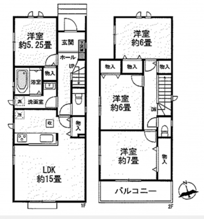 仙台市宮城野区鶴ケ谷、新築一戸建ての間取り画像です