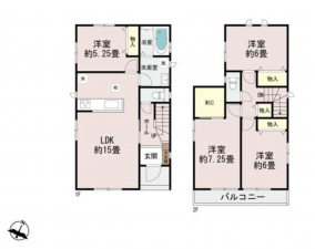 仙台市宮城野区五輪、新築一戸建ての間取り画像です