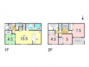仙台市宮城野区鶴ケ谷東、新築一戸建ての間取り画像です