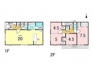 仙台市宮城野区鶴ケ谷東、新築一戸建ての間取り画像です