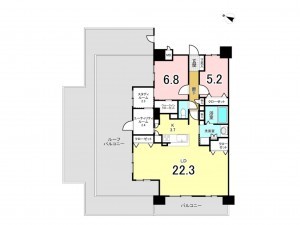 仙台市宮城野区出花、マンションの間取り画像です