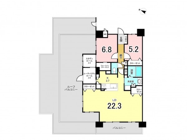 仙台市宮城野区出花、マンションの間取り画像です