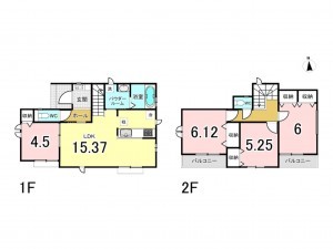 仙台市宮城野区自由ケ丘、新築一戸建ての間取り画像です