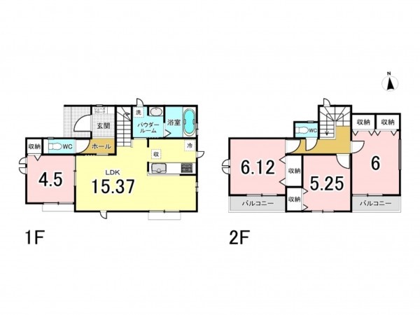 仙台市宮城野区自由ケ丘、新築一戸建ての間取り画像です