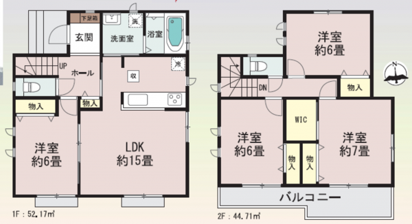 仙台市宮城野区岩切、新築一戸建ての間取り画像です