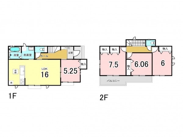 仙台市宮城野区東仙台、新築一戸建ての間取り画像です