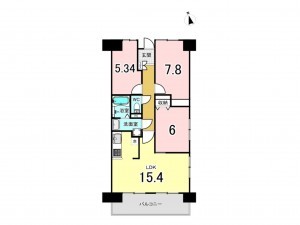 仙台市宮城野区大梶、マンションの間取り画像です