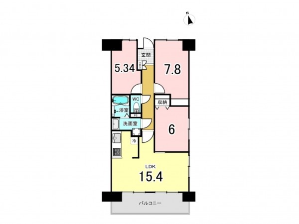 仙台市宮城野区大梶、マンションの間取り画像です
