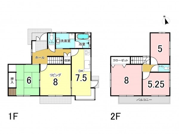 仙台市宮城野区蒲生、中古一戸建ての間取り画像です