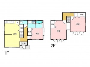 仙台市宮城野区岩切、中古一戸建ての間取り画像です