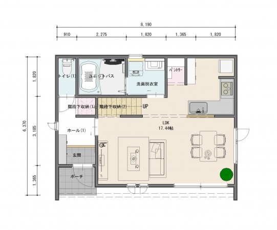 塩竈市南錦町、新築一戸建ての間取り画像です