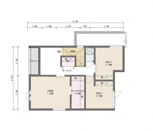 塩竈市南錦町、新築一戸建ての間取り画像です