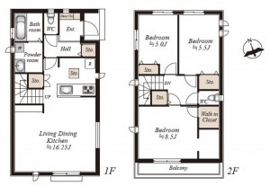 仙台市宮城野区福田町、新築一戸建ての間取り画像です