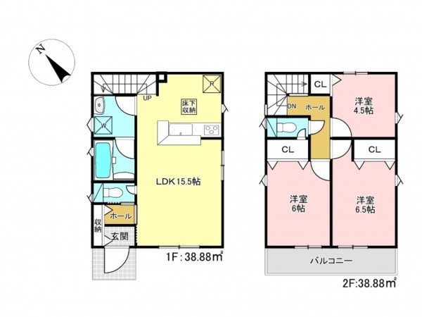 多賀城市大代、新築一戸建ての間取り画像です
