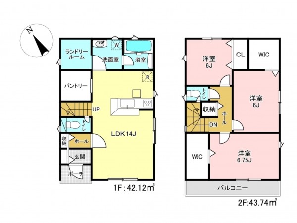 多賀城市大代、新築一戸建ての間取り画像です