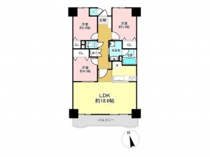 仙台市宮城野区中野、マンションの間取り画像です