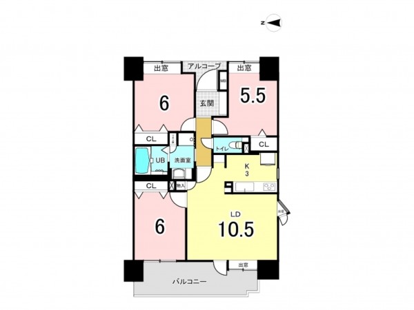 仙台市宮城野区福田町、マンションの間取り画像です