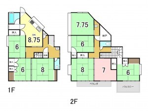 多賀城市八幡、中古一戸建ての間取り画像です