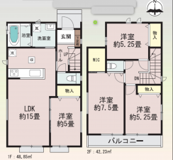 多賀城市新田、新築一戸建ての間取り画像です