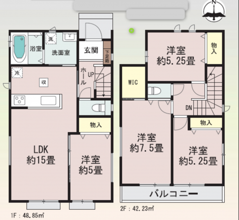 多賀城市新田、新築一戸建ての間取り画像です