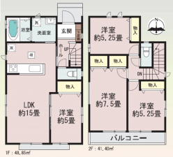 多賀城市新田、新築一戸建ての間取り画像です