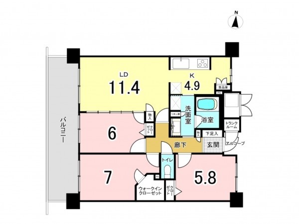 仙台市宮城野区新田東、マンションの間取り画像です
