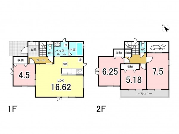 仙台市宮城野区鶴ケ谷、新築一戸建ての間取り画像です