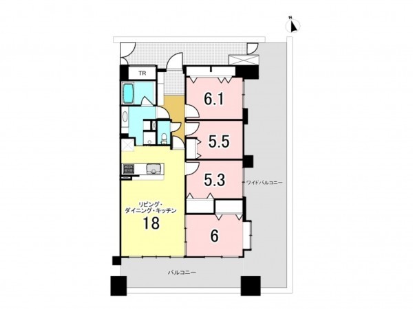 仙台市宮城野区幸町、マンションの間取り画像です