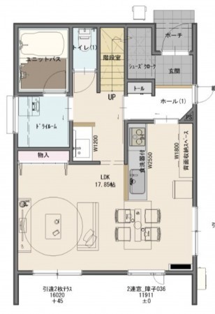 宮城郡利府町、新築一戸建ての間取り画像です