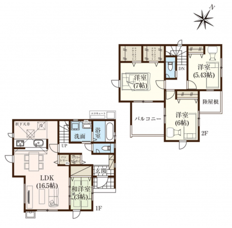 仙台市宮城野区新田、新築一戸建ての間取り画像です