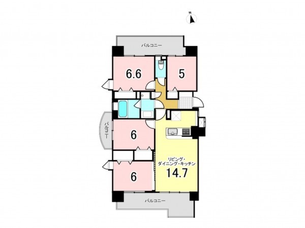 仙台市宮城野区萩野町、マンションの間取り画像です