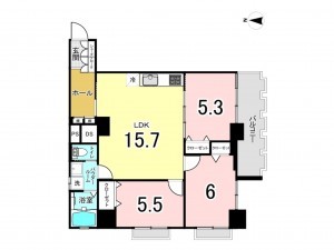仙台市宮城野区五輪、マンションの間取り画像です