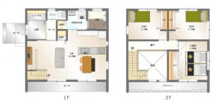 多賀城市伝上山、新築一戸建ての間取り画像です