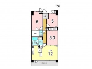 仙台市宮城野区原町、マンションの間取り画像です