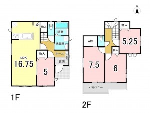 仙台市宮城野区新田、新築一戸建ての間取り画像です