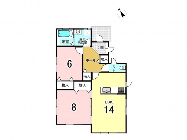 仙台市宮城野区自由ケ丘、中古一戸建ての間取り画像です