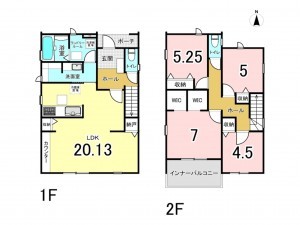 多賀城市山王、新築一戸建ての間取り画像です