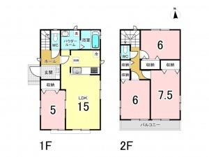 仙台市宮城野区萩野町、新築一戸建ての間取り画像です