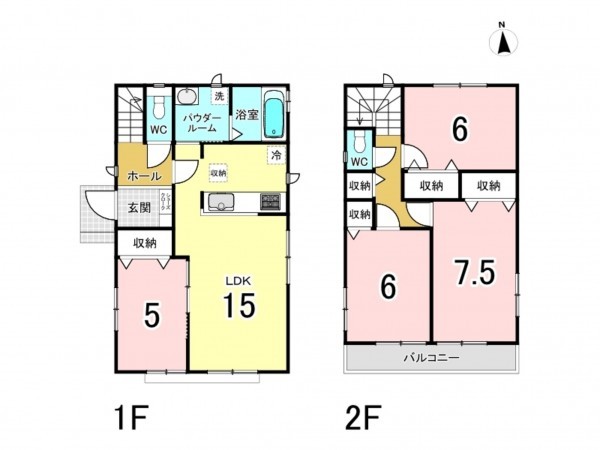 仙台市宮城野区萩野町、新築一戸建ての間取り画像です
