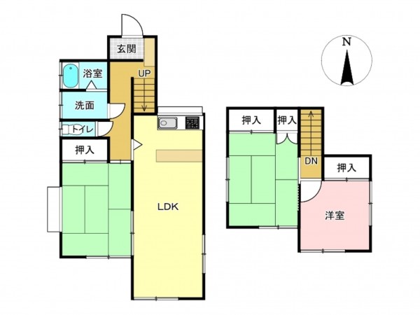 仙台市宮城野区栄、中古一戸建ての間取り画像です