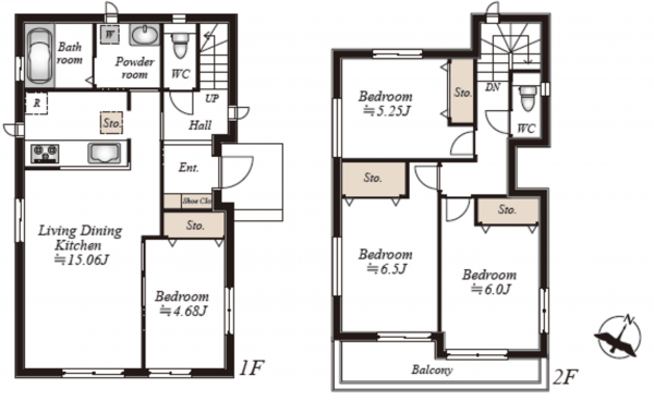 多賀城市浮島、新築一戸建ての間取り画像です