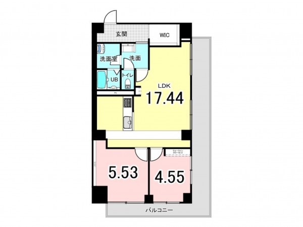 仙台市宮城野区二十人町、マンションの間取り画像です