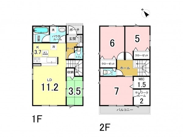 多賀城市下馬、新築一戸建ての間取り画像です