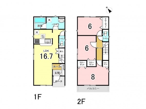 多賀城市下馬、新築一戸建ての間取り画像です